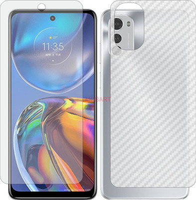 MOBART Front and Back Screen Guard for MOTO E32 (Front Matte Finish & Back 3d Carbon Fiber)(Pack of 2)