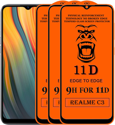 Xester Edge To Edge Tempered Glass for Realme C3(Pack of 3)