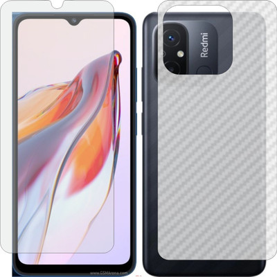 Mobling Front and Back Screen Guard for XIAOMI REDMI 12C 22120RN86I (Front 9H Hardness Matte & Carbon Fiber Skin for Back)(Pack of 2)