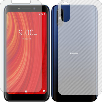 MOBART Front and Back Screen Guard for LAVA Z61 PRO (Front Matte Finish & Back 3d Carbon Fiber)(Pack of 2)