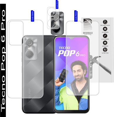 DESIBUZZ Front and Back Screen Guard for Tecno Pop 6 Pro, Camera Lens(Pack of 3)