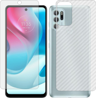 ZINGTEL Front and Back Screen Guard for MOTO G60S (Front Matte Finish & Back 3d Carbon Fiber)(Pack of 2)