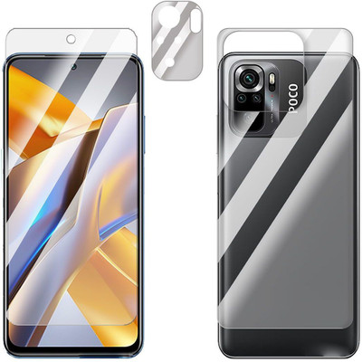 Enlinea Front and Back Screen Guard for Xiaomi Poco M5s Front+Back+Camera (Glossy)(Pack of 3)