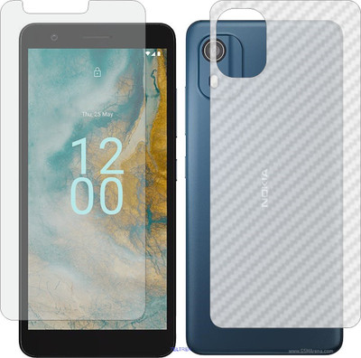 TELTREK Front and Back Screen Guard for NOKIA C02 (Front Matte Finish & Back 3d Carbon Fiber)(Pack of 2)