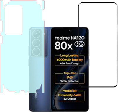 VAYUVAULT Front and Back Screen Guard for realme Narzo 80x 5G, Tempered Glass, Back Screen Guard Matte finish, Back Screen Guard With Side(Pack of 2)