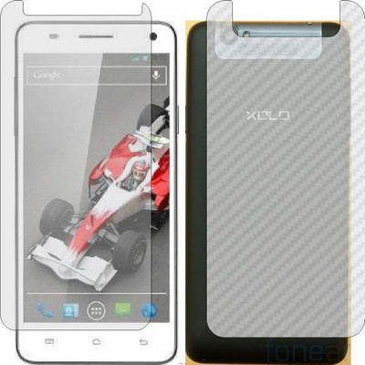 Mobling Front and Back Screen Guard for XOLO Q3000 (Front 9H Hardness Matte & Carbon Fiber Skin for Back)(Pack of 2)