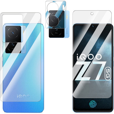 FCS Front and Back Screen Guard for vivo iQOO Z7x Front+Back+Camera (Glossy)(Pack of 3)