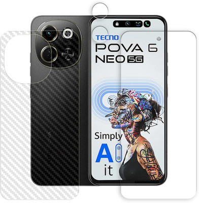 ARBAN Front and Back Screen Guard for Tecno Pova 6 Neo 5G (1 FRONT SCREEN PROTECTOR + 1 BACK CARBON FIBER SKIN + 1 CAMERA LENS PROTECTOR)(Pack of 1)