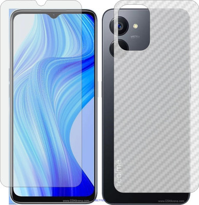 TELTREK Front and Back Screen Guard for REALME V20 V2025 (Front Matte Finish & Back 3d Carbon Fiber)(Pack of 2)