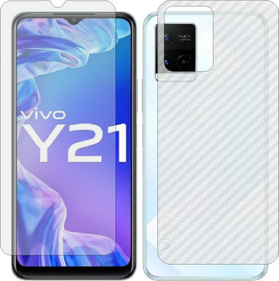 MOBART Front and Back Screen Guard for VIVO Y21 E (Front Matte Finish & Back 3d Carbon Fiber)(Pack of 2)