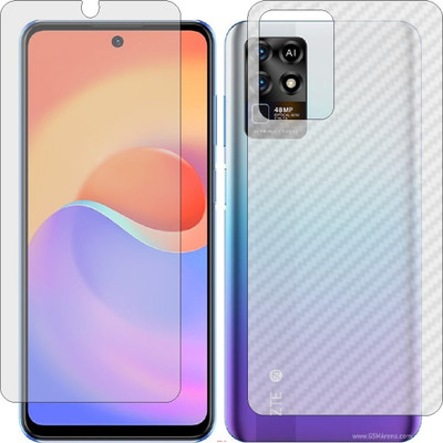 Mobling Front and Back Screen Guard for ZTE S30 SE (Front 9H Hardness Matte & Carbon Fiber Skin for Back)(Pack of 2)