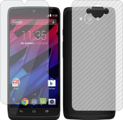 MOBART Front and Back Screen Guard for MOTOROLA MOTO TURBO (Front Matte Finish & Back 3d Carbon Fiber)(Pack of 2)