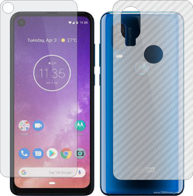 MOBART Front and Back Screen Guard for MOTO ONE VISION (Front Matte Finish & Back 3d Carbon Fiber)(Pack of 2)