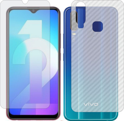 Mobling Front and Back Screen Guard for VIVO Y12 (Front 9H Hardness Matte & Carbon Fiber Skin for Back)(Pack of 2)