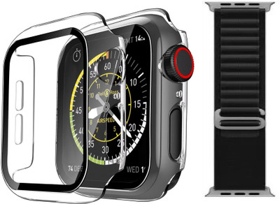 TSHIENTT Front and Back Tempered Glass for Apple Watch Series 6 5 4 SE/SE2 44mm with Tempered Glass Screen Protector, iWatch 44mm Case with Screen Guard, (transparent) with Black Apline Strap (Combo) (One Pcs Watch Case + One Pcs Strap)(Pack of 2) TSHIENTT Front and Back Tempered Glass for Apple Watch Series 6 5 4 SE/SE2 44mm with Tempered Glass Screen Protector, iWatch 44mm Case with Screen Guard, (transparent) with Black Apline Strap (Combo) (One Pcs Watch Case + One Pcs Strap)(Pack of 2)