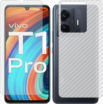 ZINGTEL Front and Back Screen Guard for VIVO T1 PRO V2151 (Front Matte Finish & Back 3d Carbon Fiber)(Pack of 2)