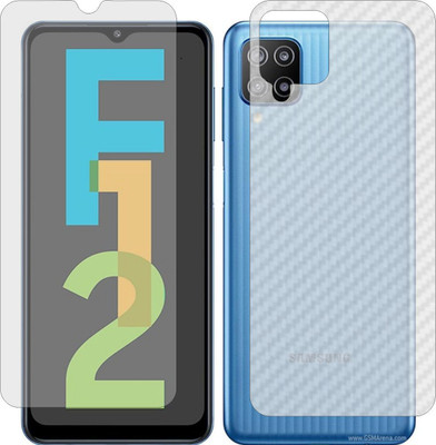 ZINGTEL Front and Back Screen Guard for SAMSUNG GALAXY F12 SM F127G (Front Matte Finish & Back 3d Carbon Fiber)(Pack of 2)