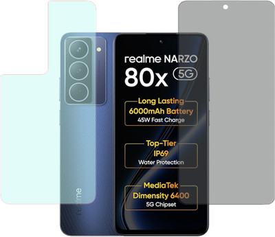 KARTRAY Front and Back Screen Guard for Realme Narzo 80x 5G, Privacy Tempered glass, Back Screen Guard With Matte Finish(Pack of 2)