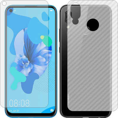 ZINGTEL Front and Back Screen Guard for HUAWEI P20 LITE 2019 (Front Matte Finish & Back 3d Carbon Fiber)(Pack of 2)