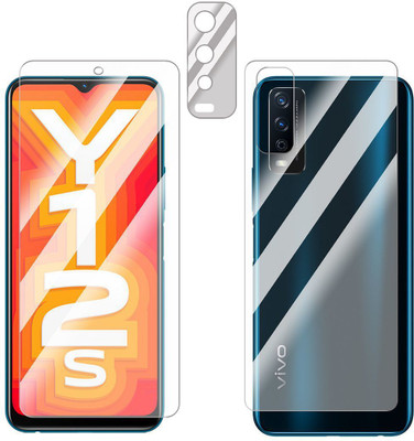 FCS Front and Back Screen Guard for Vivo Y12S Front + Back + Camera (Glossy)(Pack of 3)