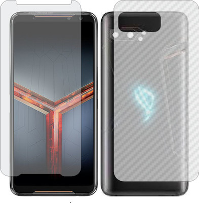 ZINGTEL Front and Back Screen Guard for ASUS ROG PHONE2 (Front Matte Finish & Back 3d Carbon Fiber)(Pack of 2)