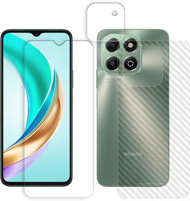 SOMTONE Front and Back Screen Guard for Honor X6b 4G (1 FRONT UNBREAKABLE TEMPERED WITH 1 BACK CARBON FIBER SKIN + 1 CAMERA LENS PROTECTOR)(Pack of 1)