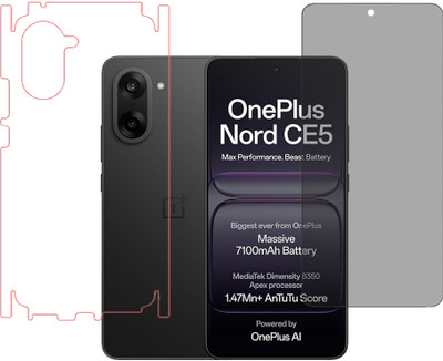 KARTRAY Front and Back Screen Guard for OnePlus Nord CE5 5G, Privacy Tempered glass, Back Screen Guard With Glossy Finish(Pack of 2)