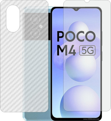 MOBART Front and Back Screen Guard for POCO M4 5G (Front Matte Finish & Back 3d Carbon Fiber)(Pack of 2)