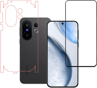 VAYUVAULT Front and Back Screen Guard for vivo X200 FE, Black Glass, Back Screen Guard Glossy finish, Back Screen Guard With Side(Pack of 2)