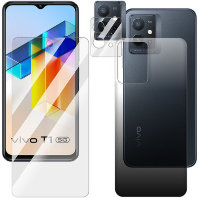 FCS Front and Back Screen Guard for Vivo T1 5G Front + Back + Camera (Glossy)(Pack of 3)