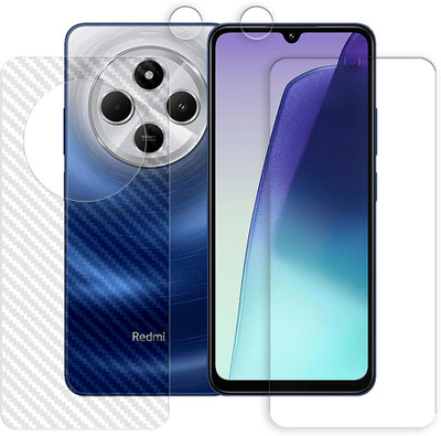 SOMTONE Front and Back Tempered Glass for Xiaomi Redmi 14R 5G Tempered Glass Screen Protector | Anti-Scratch | Edge to Edge Full Coverage | 9H Hardness (1 FRONT SCREEN GUARD + 1 BACK CARBON FIBER SKIN + 1 CAMERA LENS PROTECTOR)(Pack of 1)