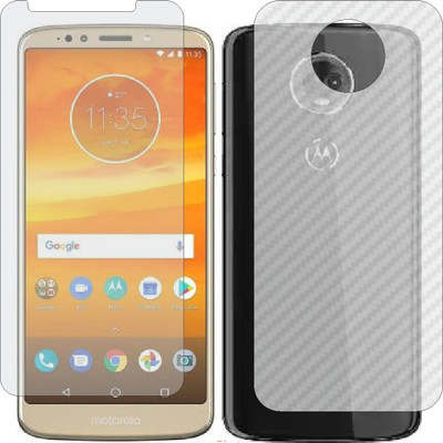 Mobling Front and Back Screen Guard for MOTOROLA E5 PLUS (Front 9H Hardness Matte & Carbon Fiber Skin for Back)(Pack of 2)