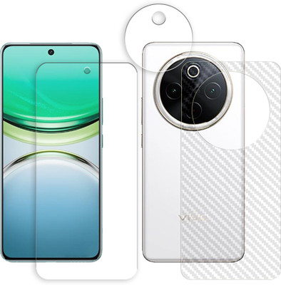 SOMTONE Front and Back Tempered Glass for vivo Y300 Pro 5G Tempered Glass Screen Protector | Anti-Scratch | Edge to Edge Full Coverage | 9H Hardness (1 FRONT SCREEN GUARD + 1 BACK CARBON FIBER SKIN + 1 CAMERA LENS PROTECTOR)(Pack of 1)