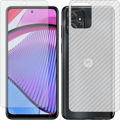Mobling Front and Back Screen Guard for MOTOROLA MOTO GPOWER 5G (Front 9H Hardness Matte & Carbon Fiber Skin for Back)(Pack of 2)