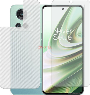 ZINGTEL Front and Back Screen Guard for ONEPLUS 10 R 8OW (Front Matte Finish & Back 3d Carbon Fiber)(Pack of 2)