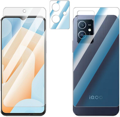 FCS Front and Back Screen Guard for Vivo iQOO U5E Front + Back + Camera (Glossy)(Pack of 3)