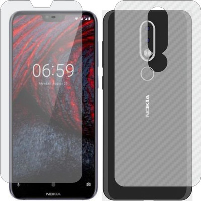 MOBART Front and Back Screen Guard for NOKIA TA 1103 NOKIA 6.1 PLUS (Front Matte Finish & Back 3d Carbon Fiber)(Pack of 2)