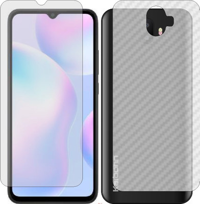 Mobling Front and Back Screen Guard for KARBONN TITANIUM S9 PLUS (Front 9H Hardness Matte & Carbon Fiber Skin for Back)(Pack of 2)