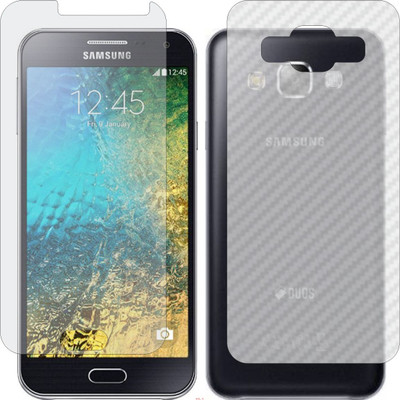 Mobling Front and Back Screen Guard for SAMSUNG E500H GALAXY E5 (Front 9H Hardness Matte & Carbon Fiber Skin for Back)(Pack of 2)