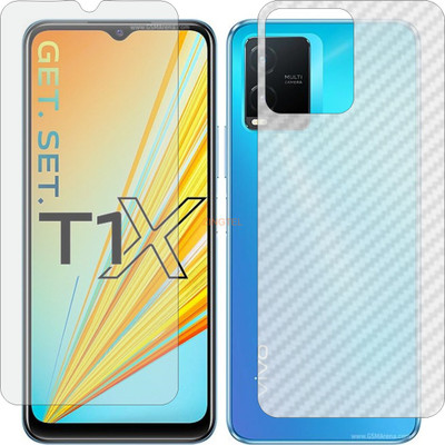 ZINGTEL Front and Back Screen Guard for VIVO T1X INDIA (Front Matte Finish & Back 3d Carbon Fiber)(Pack of 2)