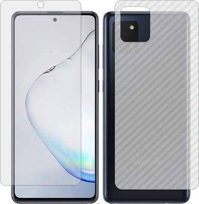 Mobling Front and Back Screen Guard for SAMSUNG GALAXY NOTE10 LITE (Front 9H Hardness Matte & Carbon Fiber Skin for Back)(Pack of 2)