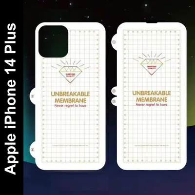 yuvu77 Front and Back Screen Guard for Apple iPhone 14 Plus, Membrane front and back, back with logo cut(Pack of 2)