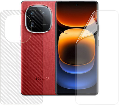 SOMTONE Front and Back Screen Guard for iQOO 12 Pro 5G (1 HYDROGEL SCREEN PROTECTOR WITH 1 CARBON FIBER SKIN)(Pack of 2)