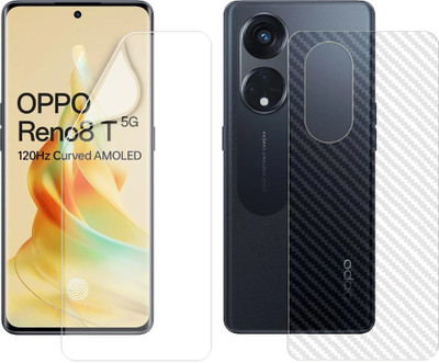 SOMTONE Front and Back Screen Guard for Oppo Reno8 T 5G (1 HYDROGEL SCREEN PROTECTOR WITH 1 CARBON FIBER SKIN)(Pack of 2)