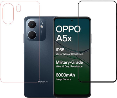 KARTRAY Front and Back Screen Guard for Oppo A5x 5G, Tempered Glass With Black Border, Back Screen Guard(Pack of 2)