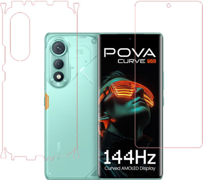 VAYUVAULT Front and Back Screen Guard for Tecno Pova Curve 5G, Front Screen Guard Glossy finish, Back Screen Guard Glossy finish, Back Screen Guard With Side(Pack of 2)
