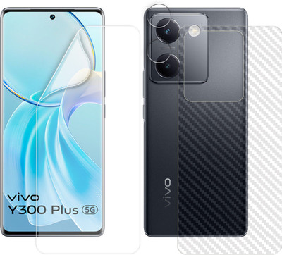 SOMTONE Front and Back Screen Guard for vivo Y300 Plus 5G Tempered Glass Screen Protector | Anti-Scratch | Edge to Edge Full Coverage | 9H Hardness (1 HYDROGEL SCREEN PROTECTOR + 1 CARBON FIBER SKIN + 1 CAMERA LENS PROTECTOR)(Pack of 1)