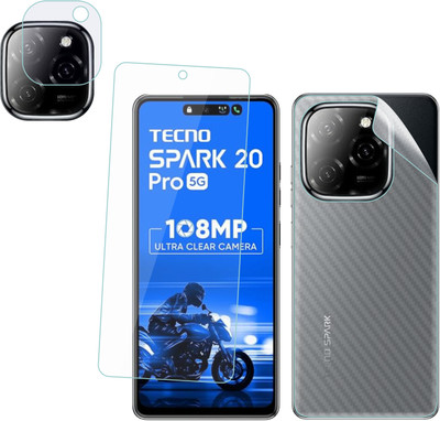 Ten To 11 Front and Back Screen Guard for Tecno Spark 20 Pro 5G, Tecno Spark 20 Pro 5G [Back Carbon Fiber] [Rear Camera Lens Guard](Pack of 3)
