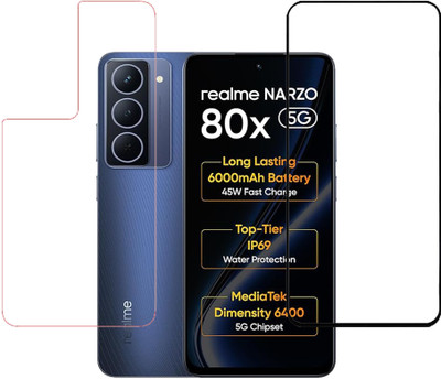 KARTRAY Front and Back Screen Guard for Realme Narzo 80x 5G, Edge to Edge Tempered Glass, Back Screen Guard With Glossy Finish(Pack of 2)