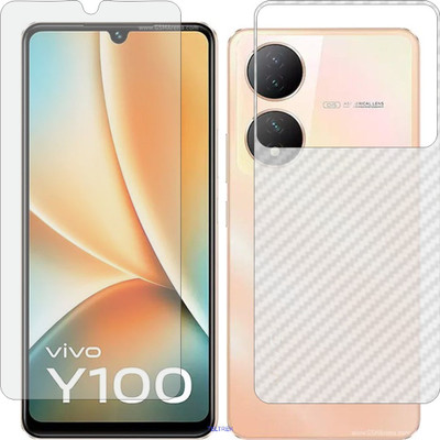 TELTREK Front and Back Screen Guard for VIVO V2239 (Front Matte Finish & Back 3d Carbon Fiber)(Pack of 2)